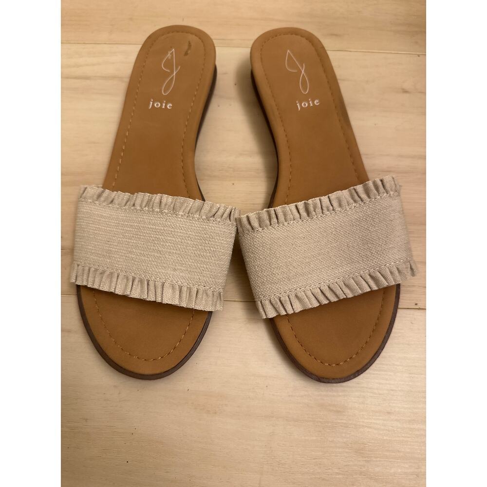 Joie Ruffle Casual Taupe Slides Womens 10M Summer Spring Girly Feminine Classic - Picture 2 of 4